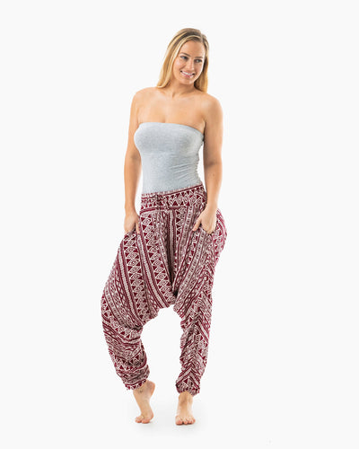 plus size harem pants #color_red triangle tribal