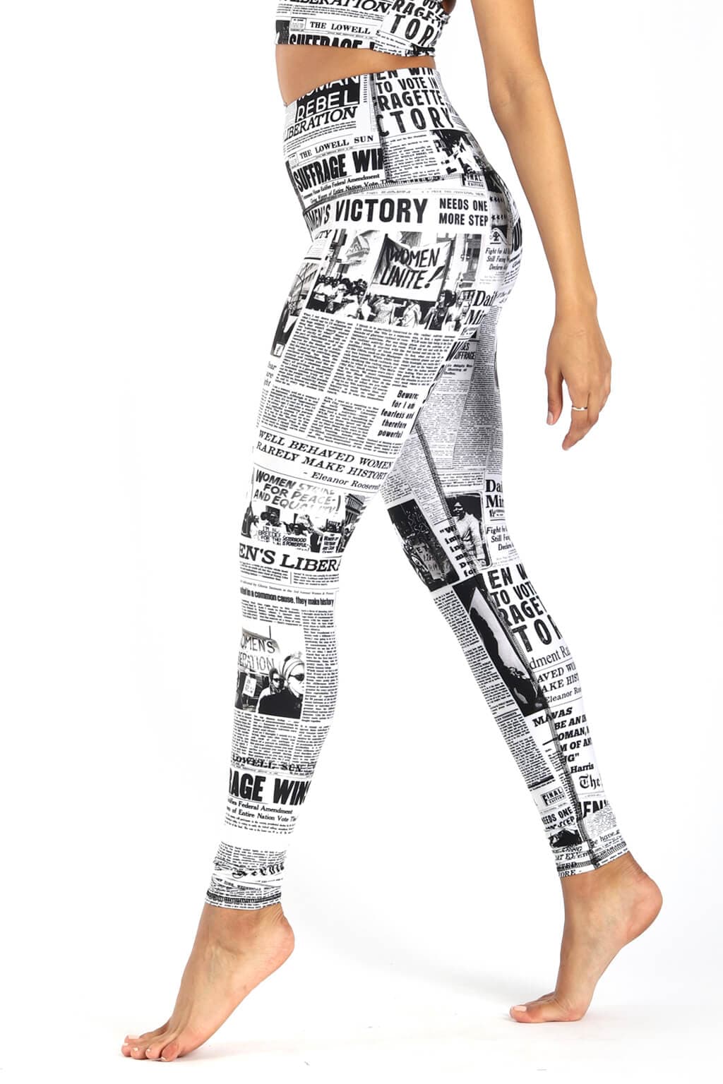 FEMINIST NEWS LEGGINGS LEFT VIEW