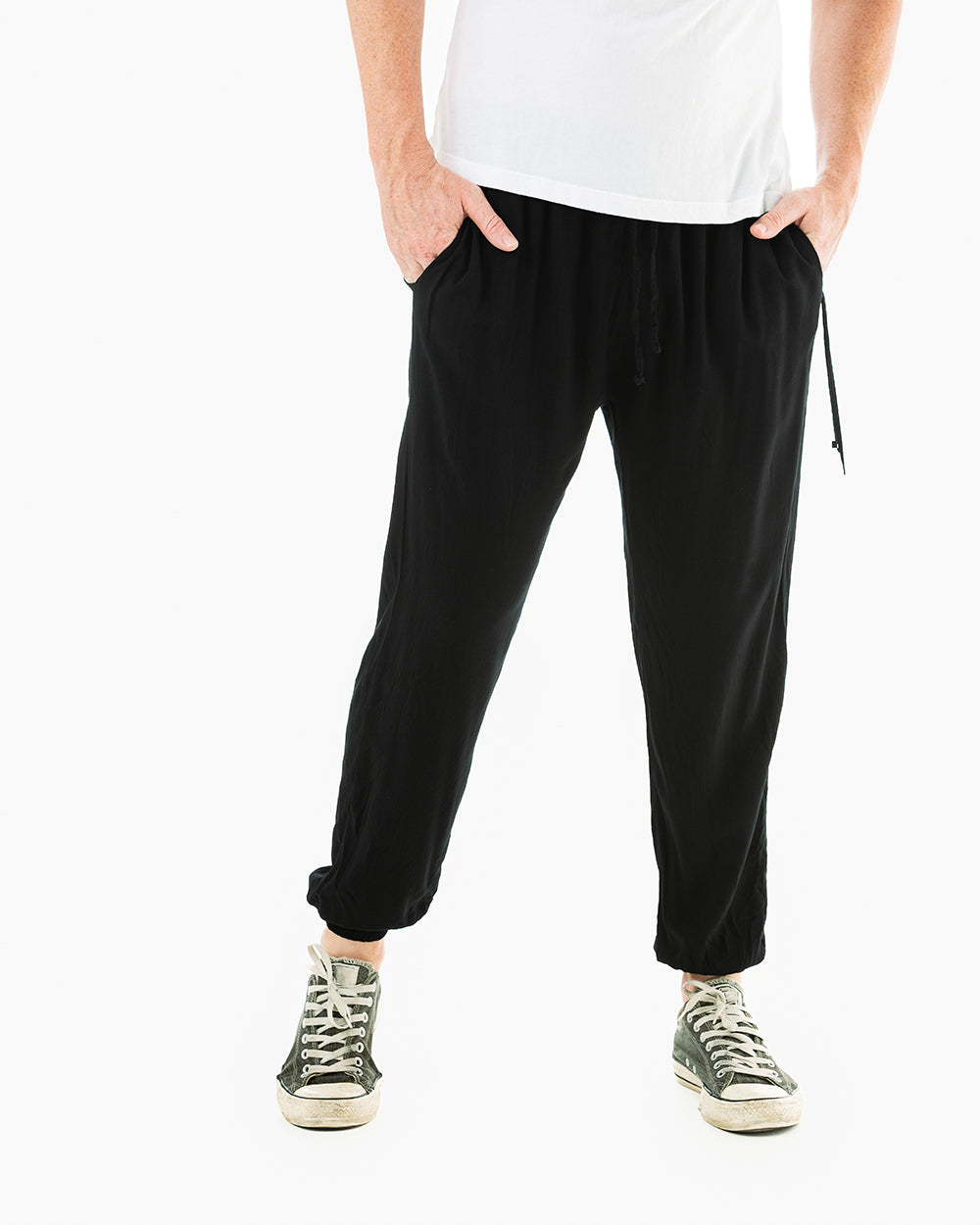 mens harem pants#color_black