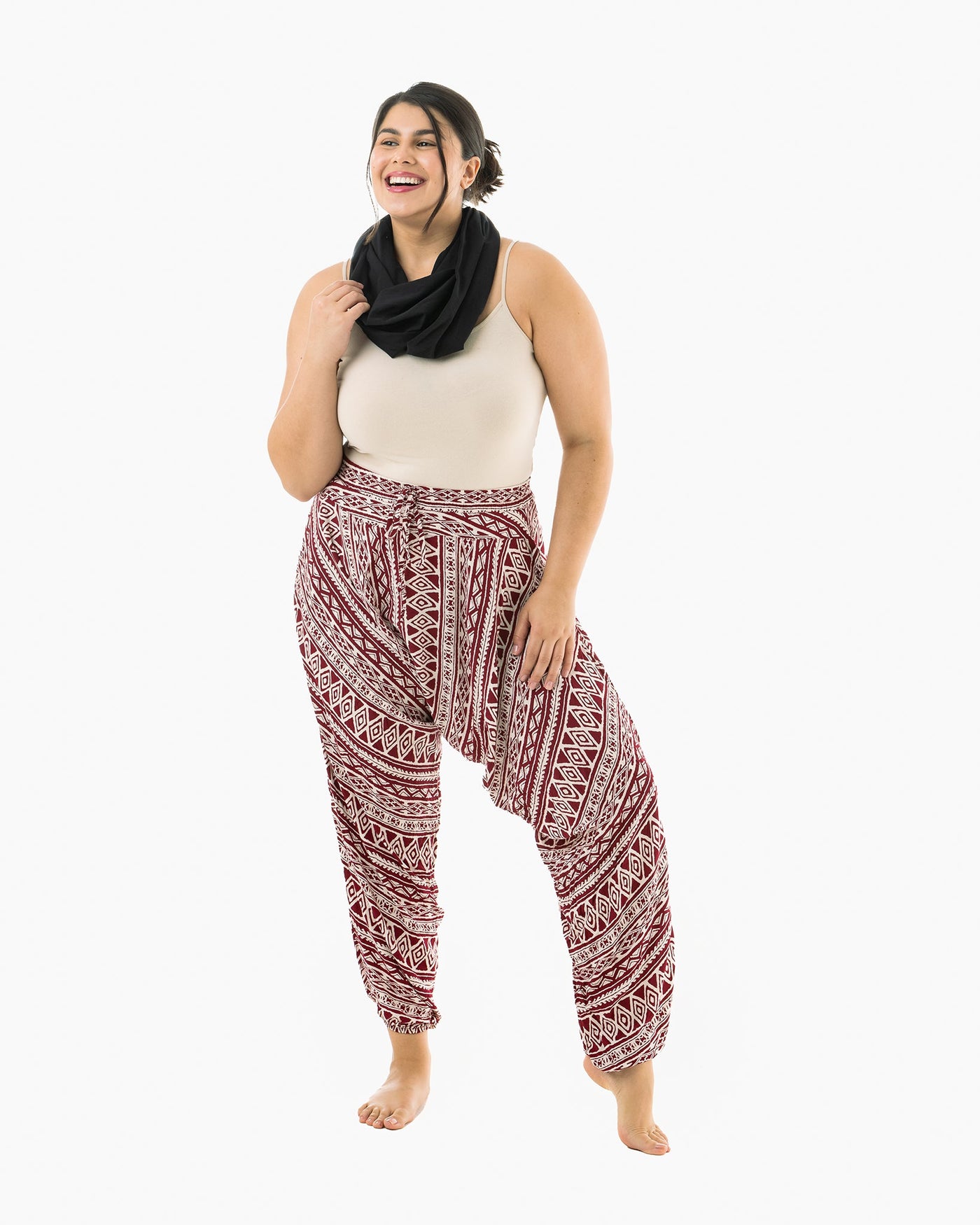 plus size pants #color_red triangle tribal