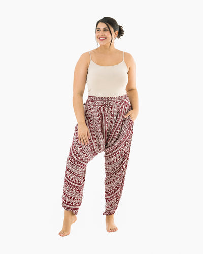 plus size pants #color_red triangle tribal