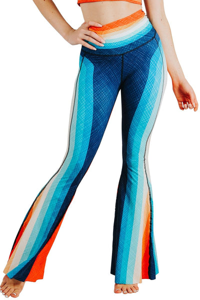 Yoga Democracy Leggings Retro Rainbow Printed Bell Bottoms