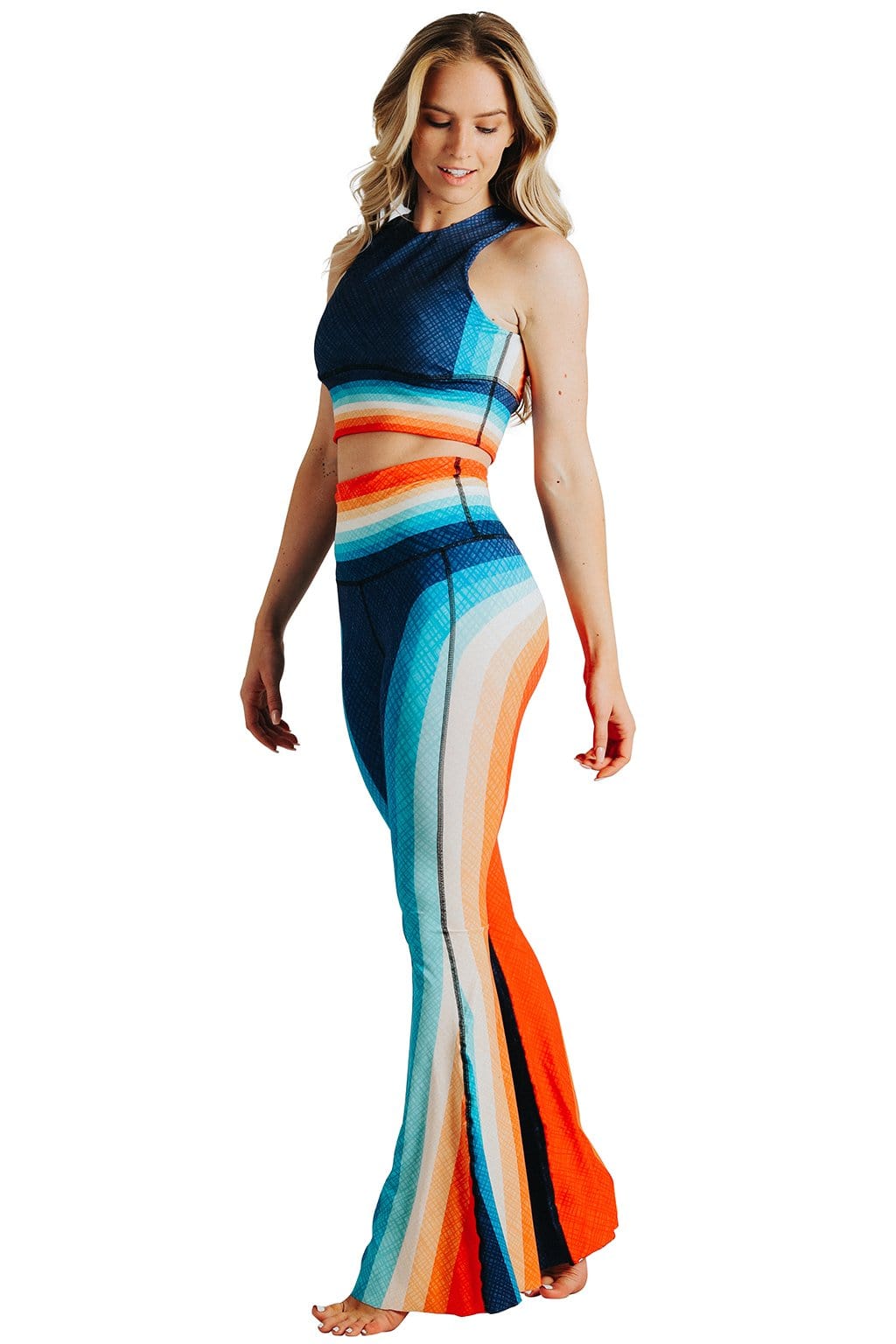 Yoga Democracy Leggings Retro Rainbow Printed Bell Bottoms