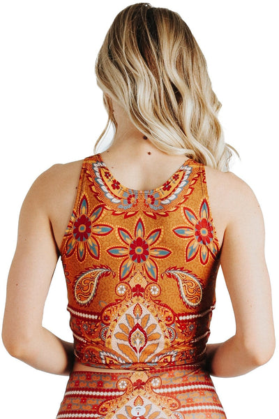 Yoga Democracy Tops Reversible Knot Top in Rad Paisley