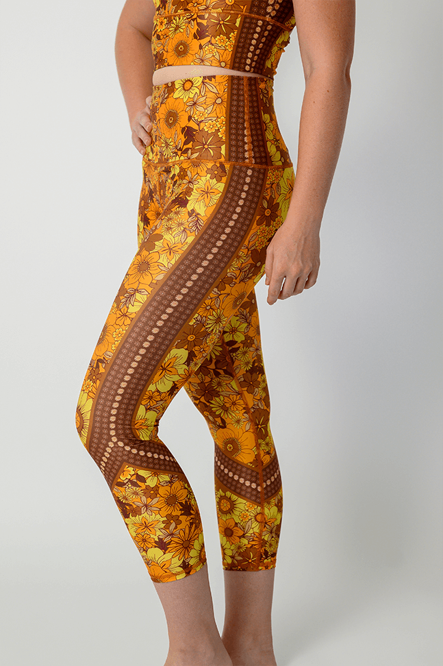 Flower Power Printed Yoga Crops side