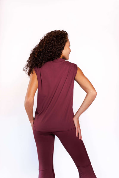 Goddess Cowl Tank in Maroon back