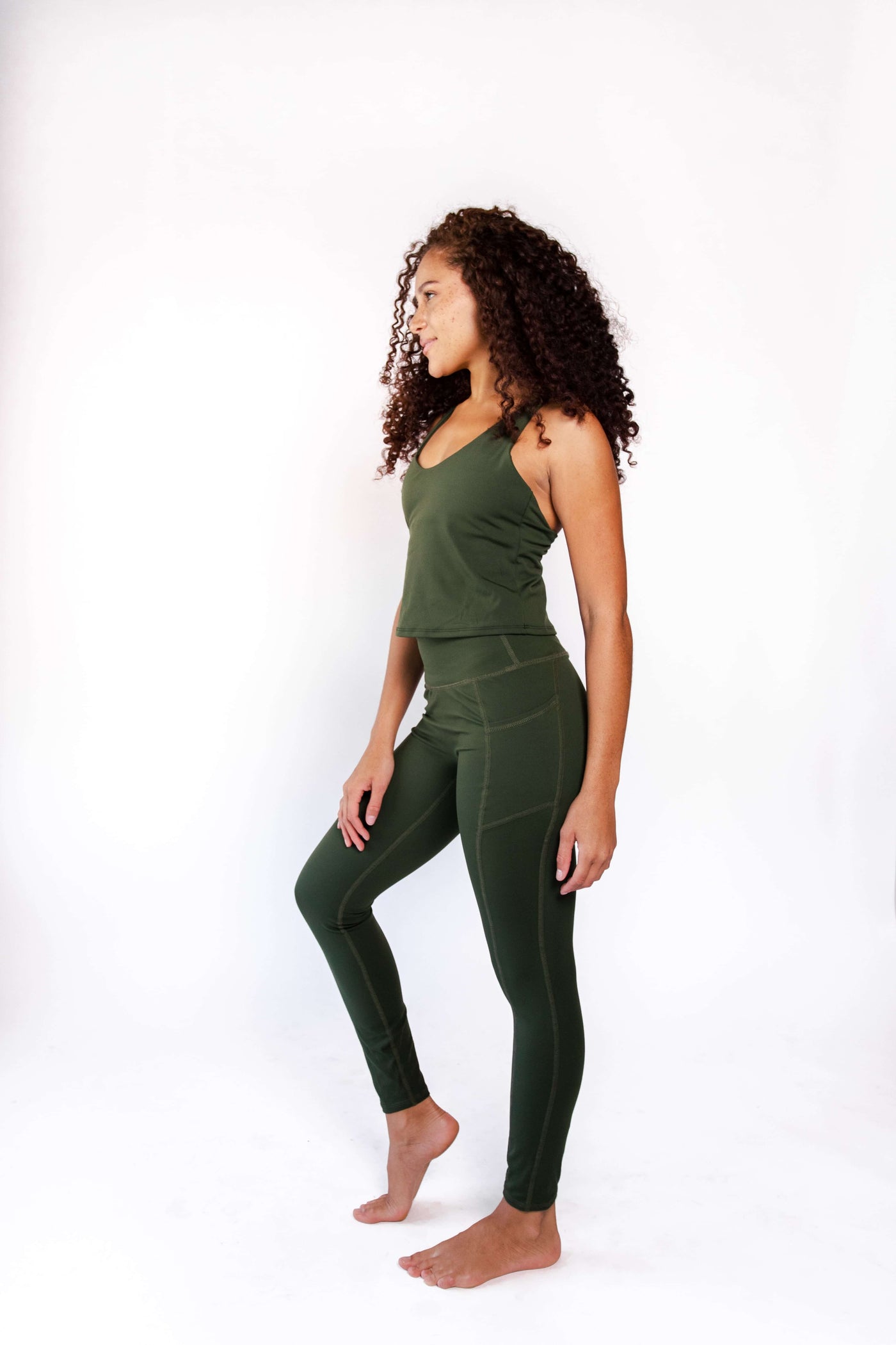 Non Stop Legging in Forest Green left side