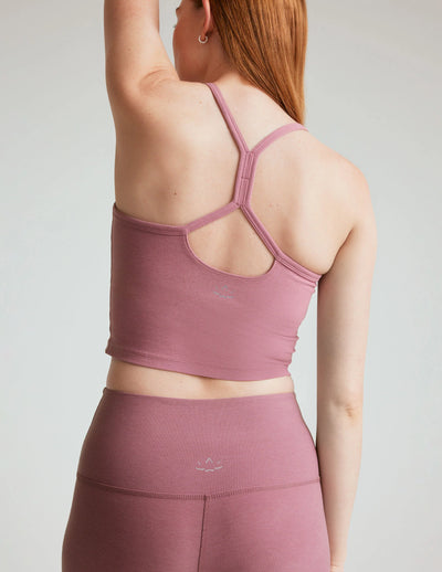 Beyond Yoga Slim Racerback Cropped Tank - Orchid Blossom Heather