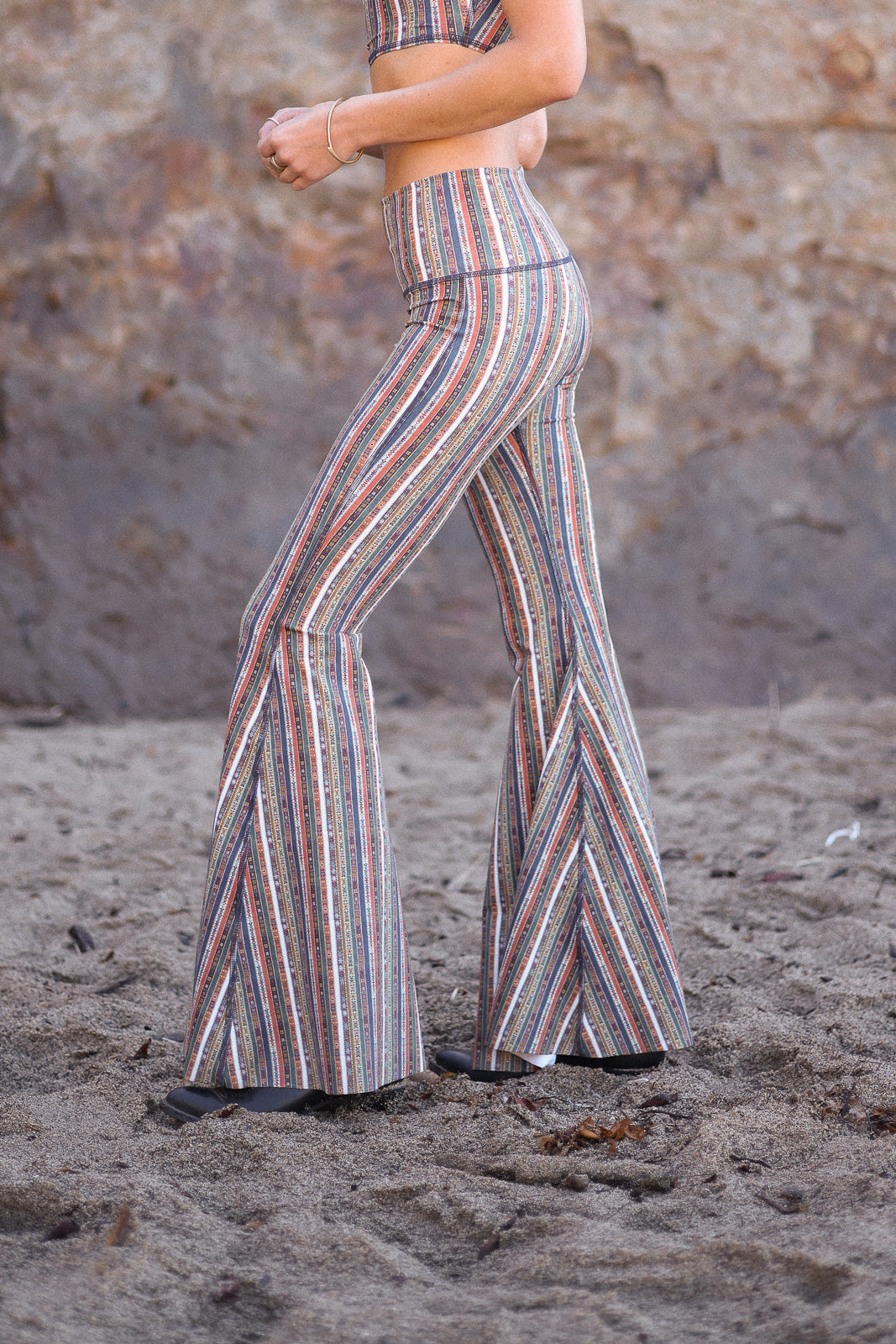 Ribbon Stripe Long Bell Bottom ♡