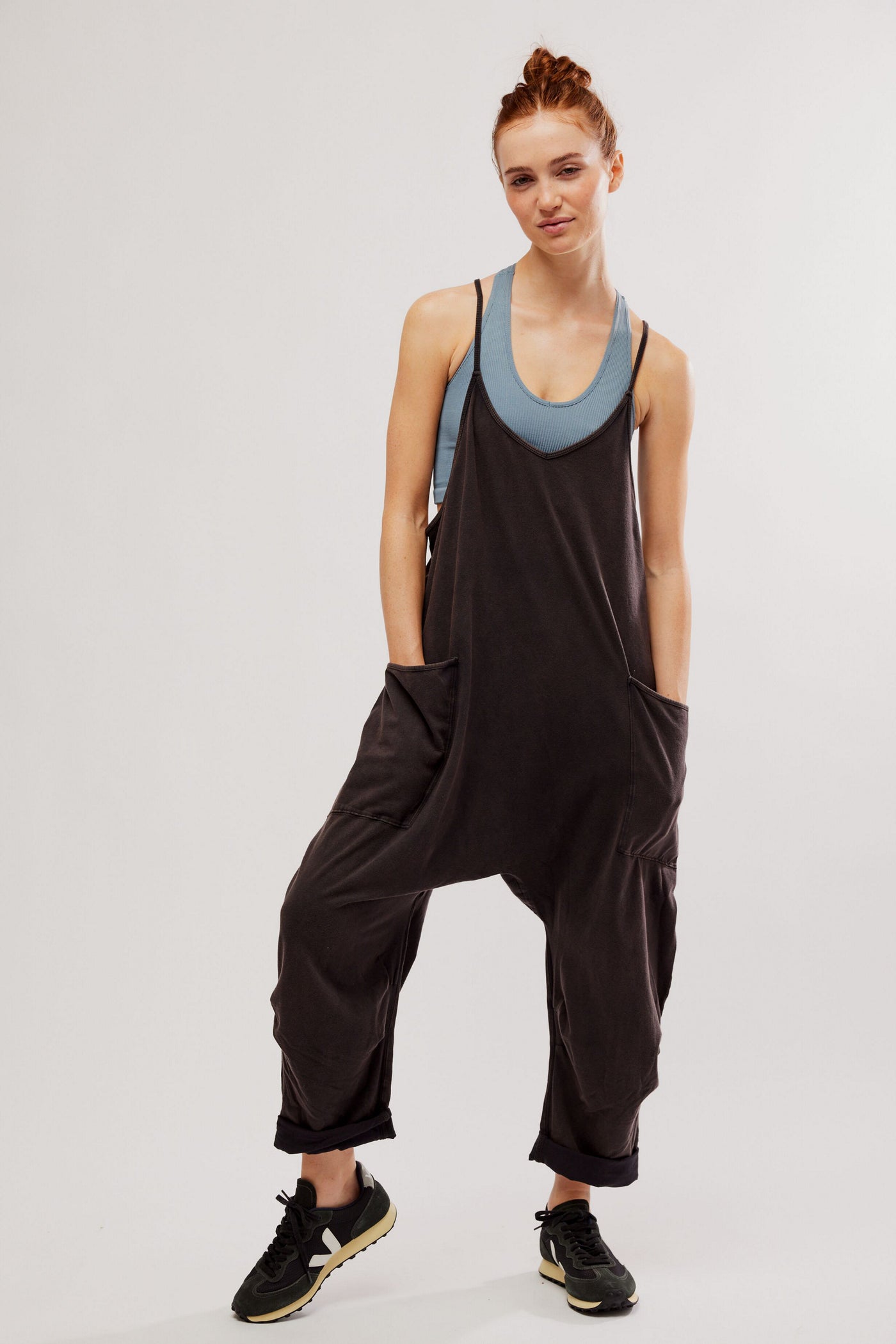 Free People Hot Shot Onesie - Washed Black