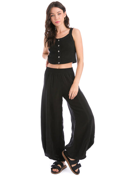 HardTail Vintage Snap Button Crop Tank - Black