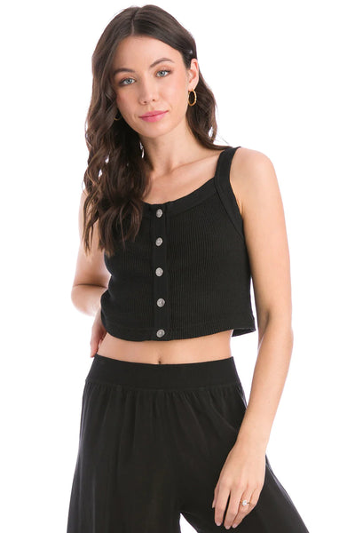 HardTail Vintage Snap Button Crop Tank - Black