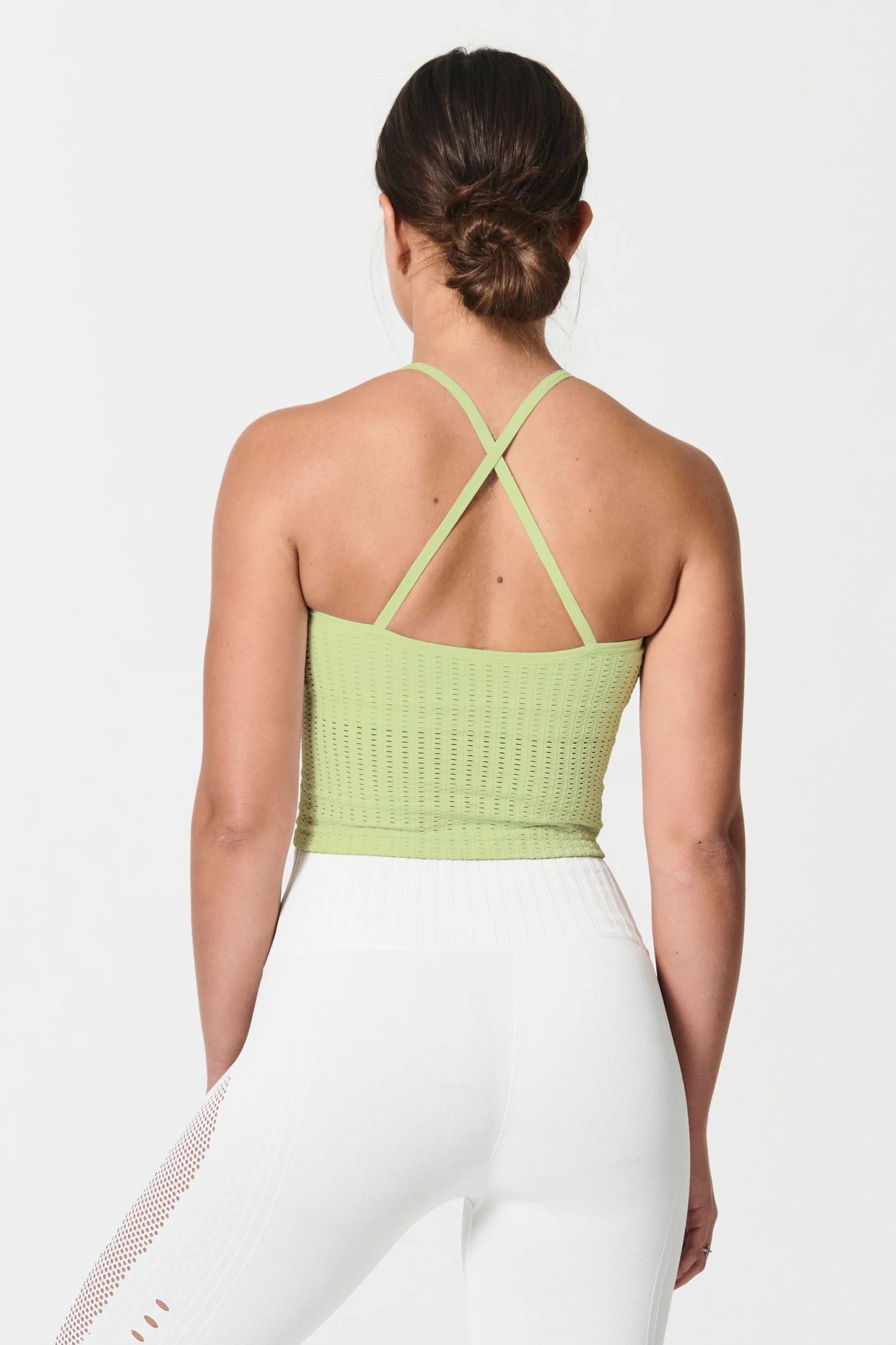 Mesh Up Crop Top - Crisscross Back Mesh Top built in bra