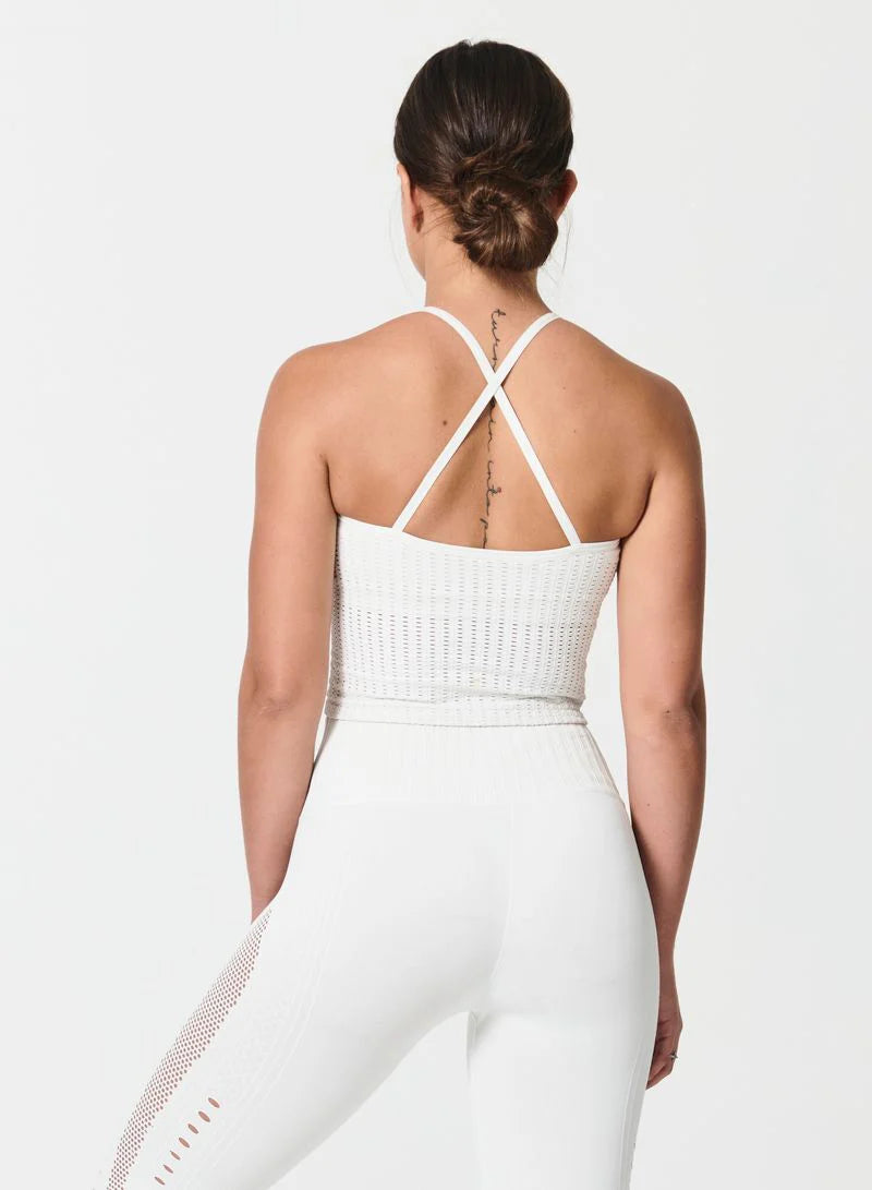 Mesh Up Crop Top - Crisscross Back Mesh Top built in bra