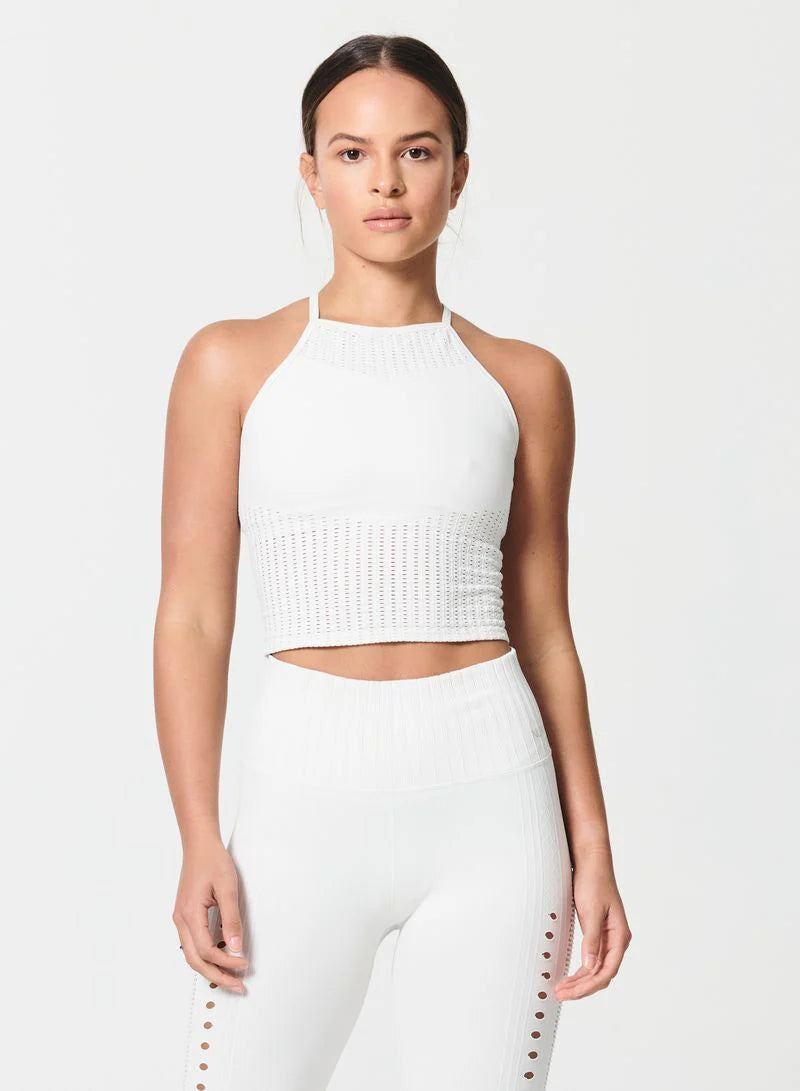 Mesh Up Crop Top - Crisscross Back Mesh Top built in bra