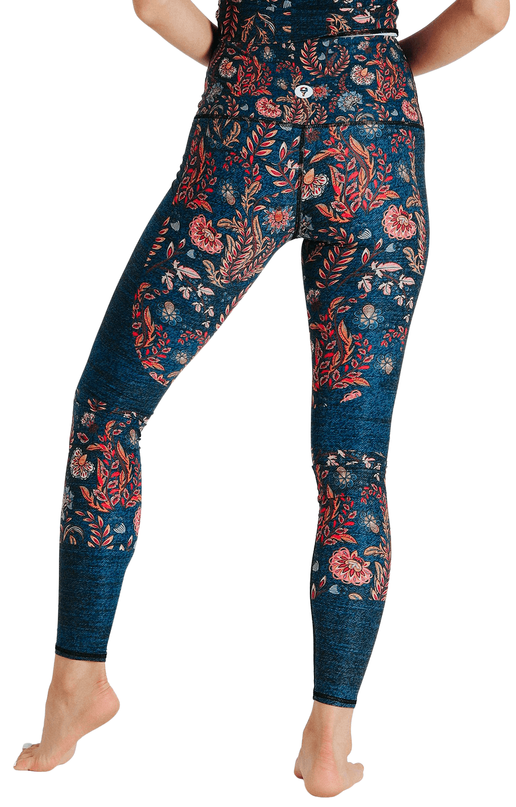 Festival Denim Printed Yoga Leggings Back