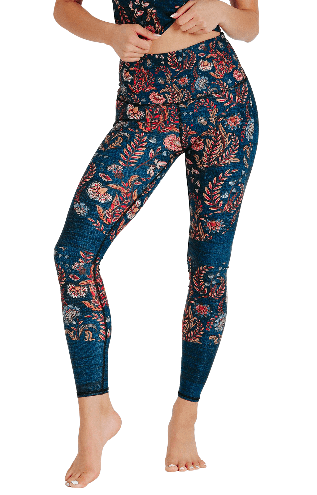 Festival Denim Printed Yoga Leggings Front