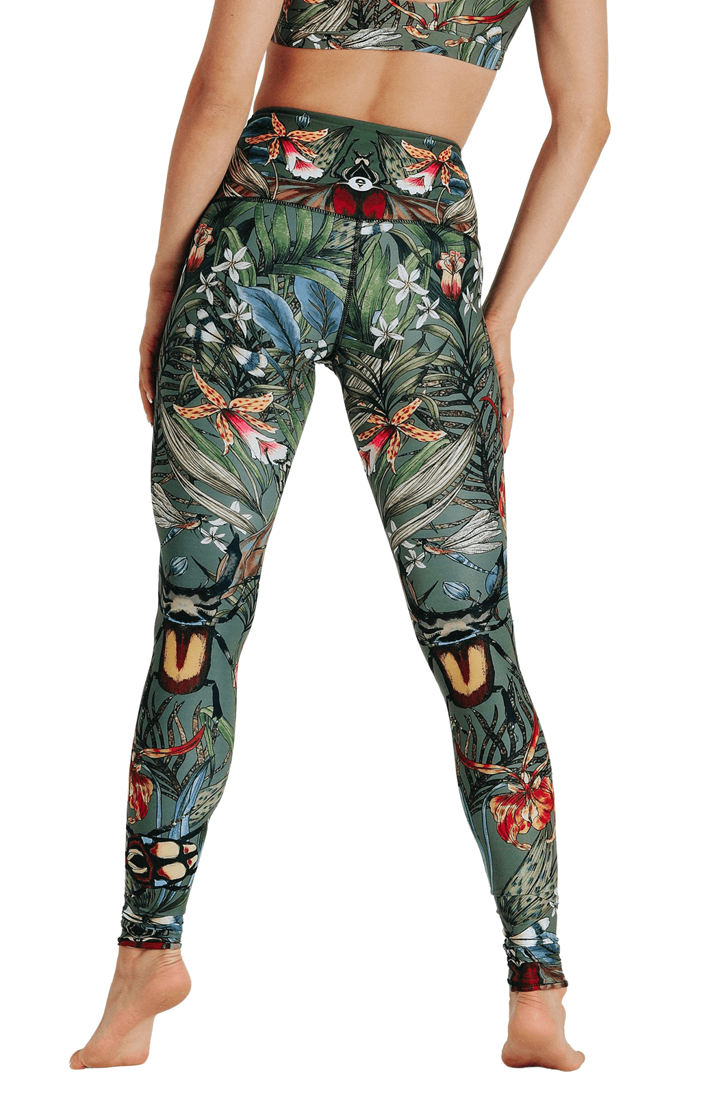 Green Thumb Printed Yoga Leggings Back