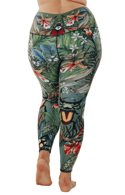 Green Thumb Printed Yoga Leggings Plus Size Back