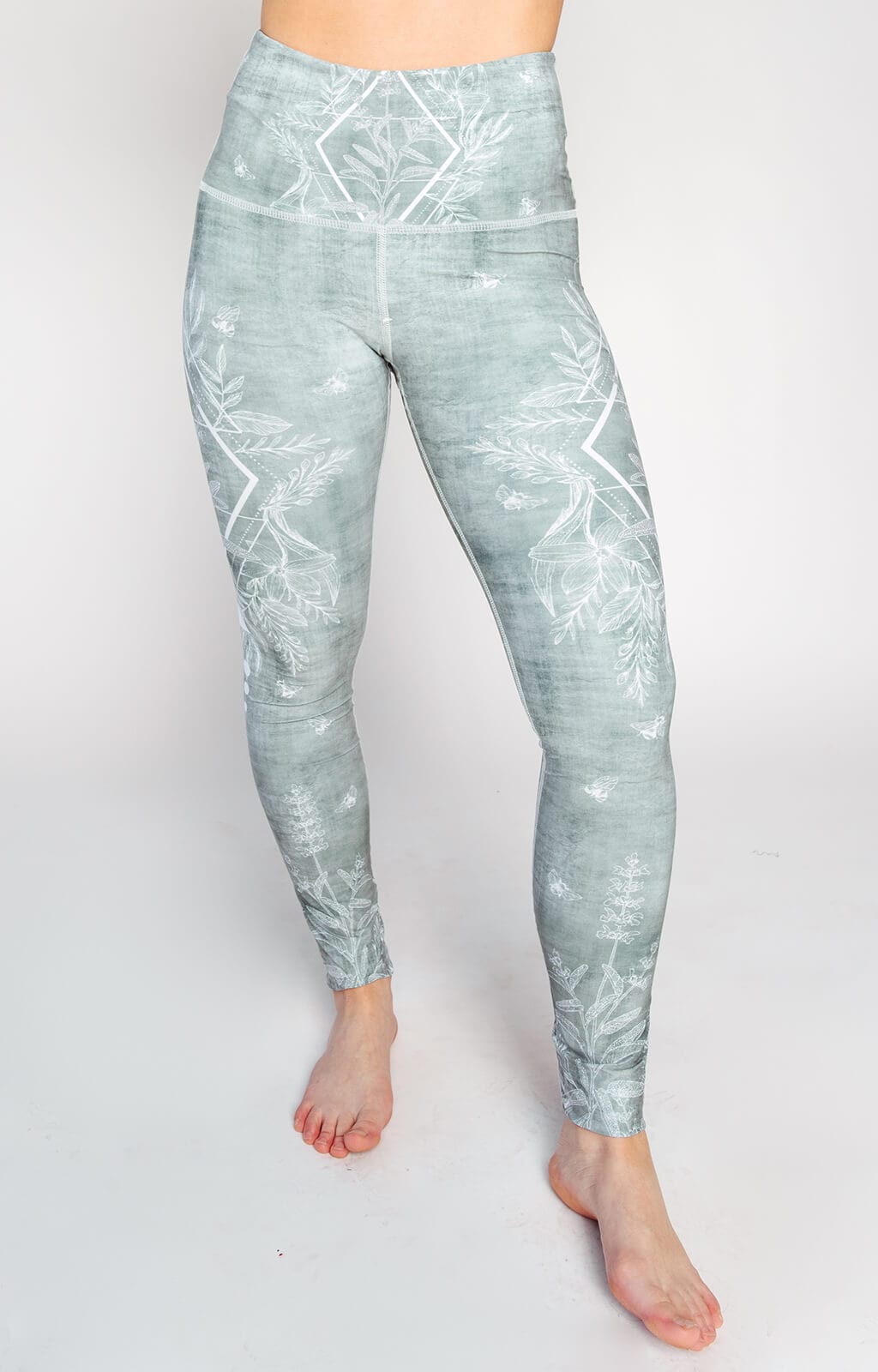 Pure Sage Printed Yoga Leggings Front