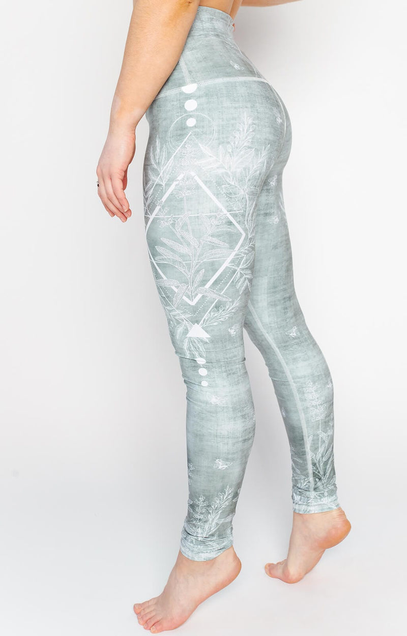 Pure Sage Printed Yoga Leggings Left