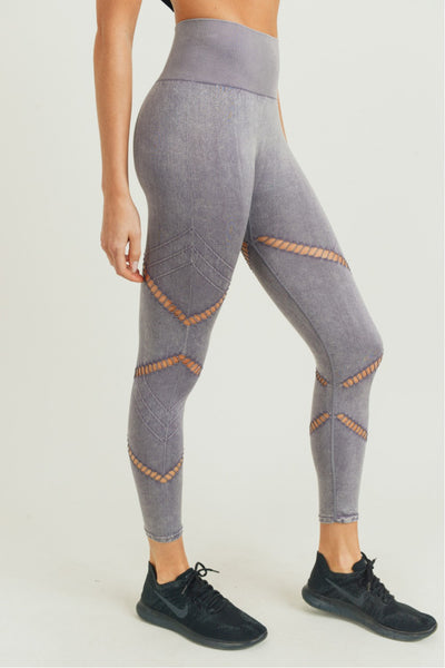 Mono B Zig Zag Perforated Mineral Wash Seamless Leggings