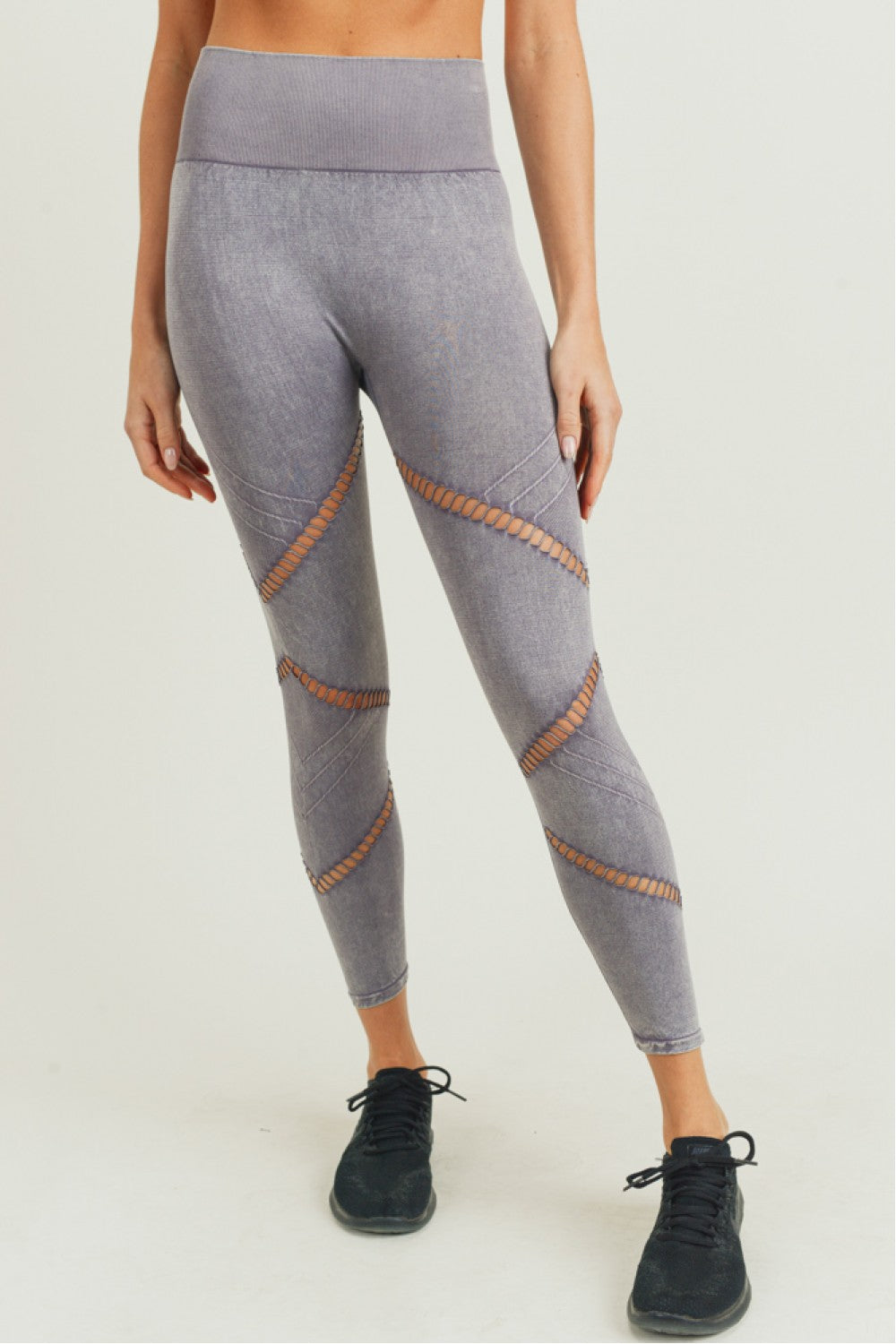 Mono B Zig Zag Perforated Mineral Wash Seamless Leggings