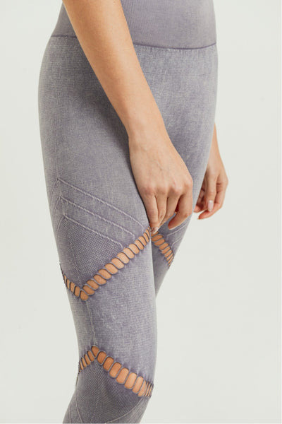 Mono B Zig Zag Perforated Mineral Wash Seamless Leggings