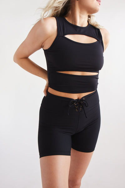 Cut Away Top Black