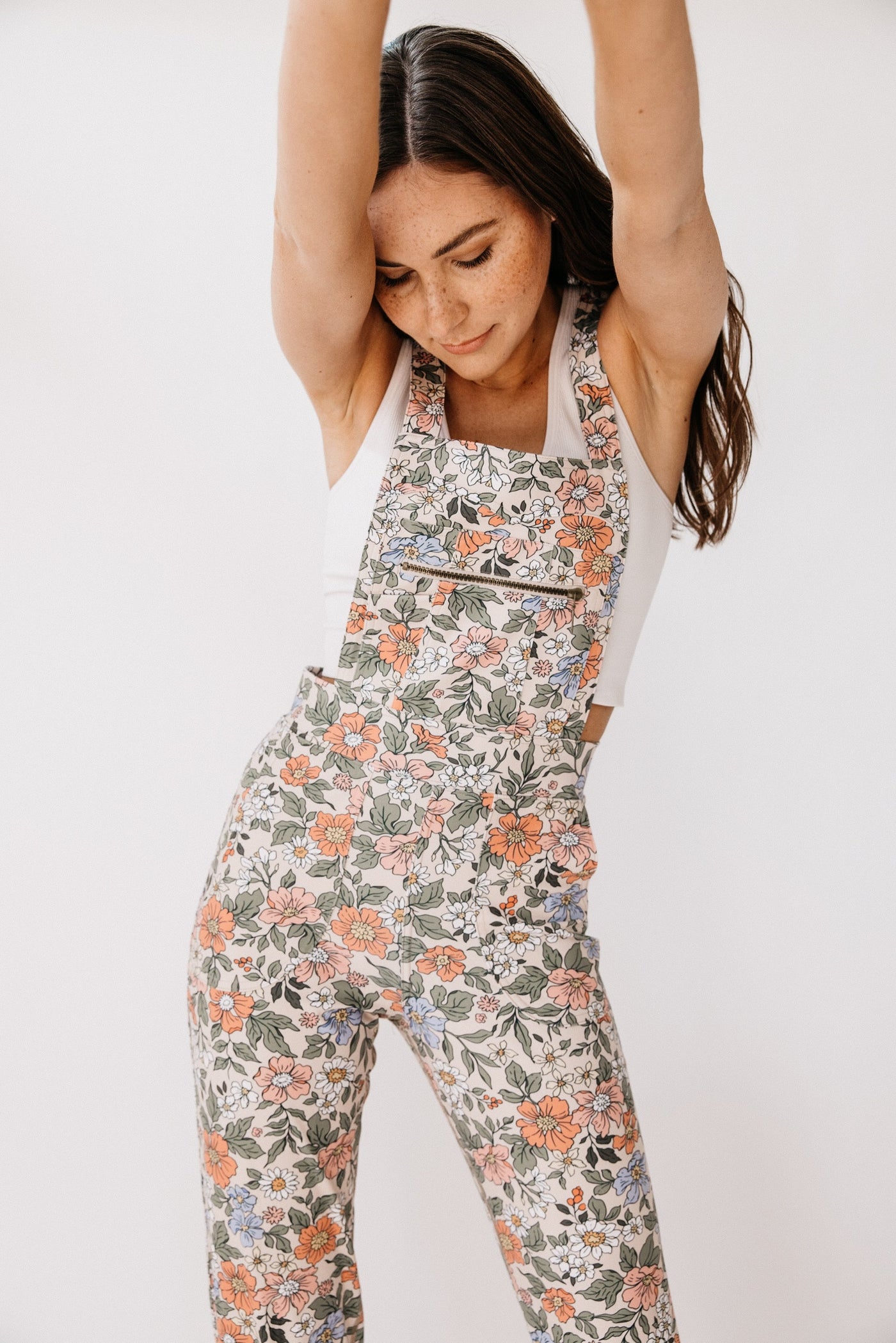 women's overalls, floral print, jumpsuit, eco-friendly recycled polyester