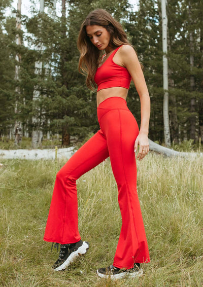 Super Flare Legging - Wildflower Red