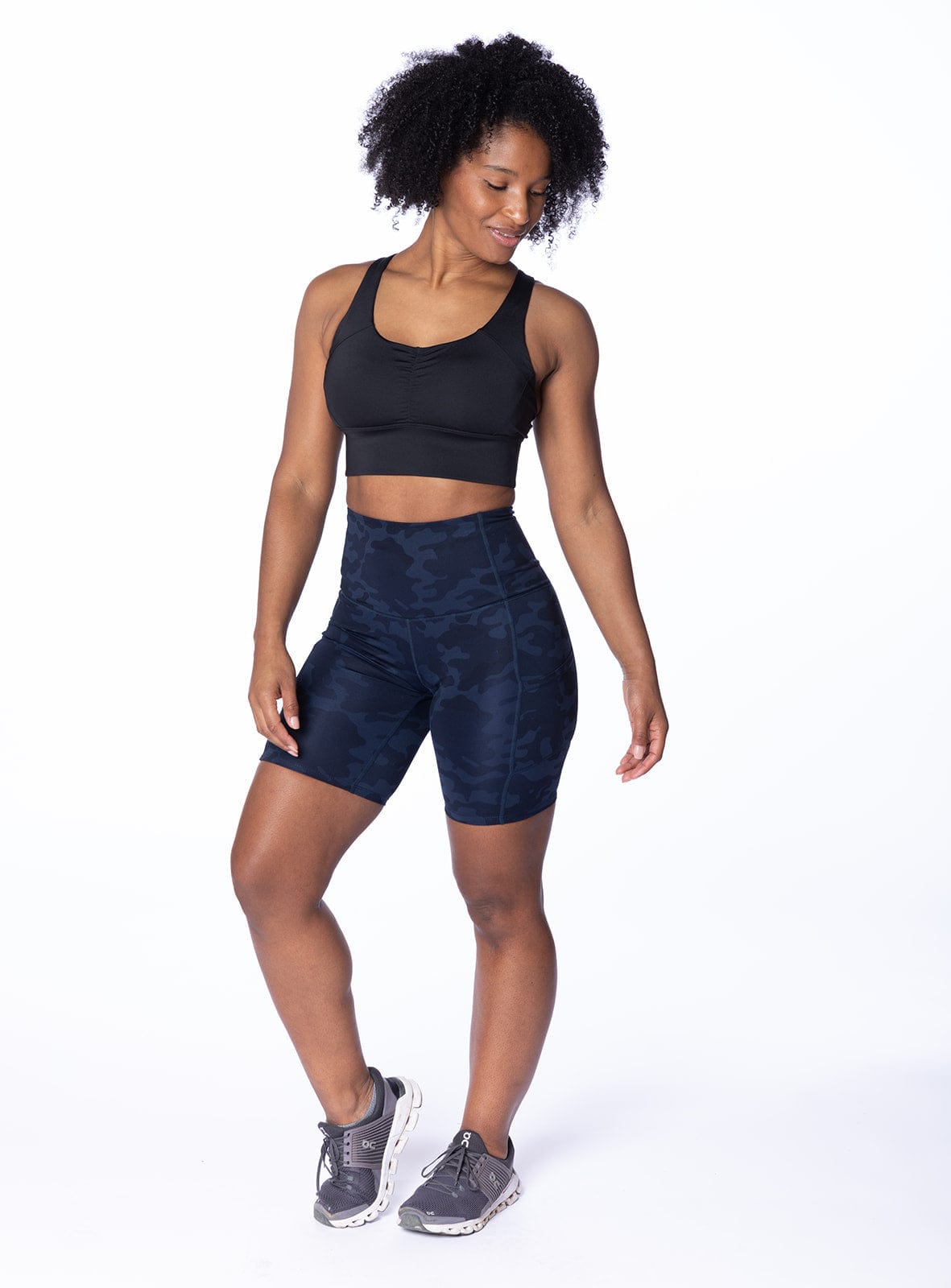 Handful Hi Five Pocketed High-Waist Bike Short - Looker (Navy/Black Camo)