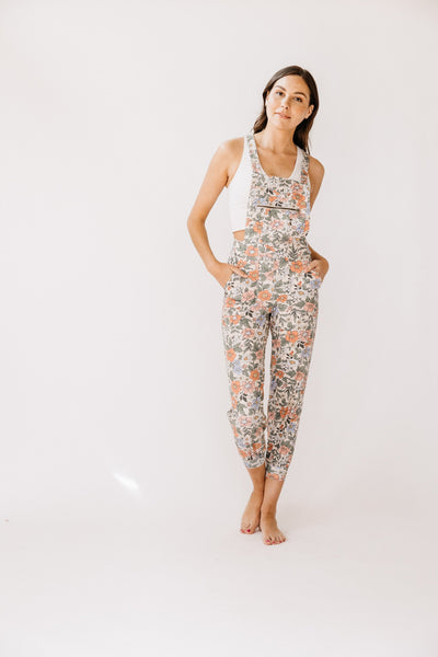 women's overalls, floral print, jumpsuit, eco-friendly recycled polyester