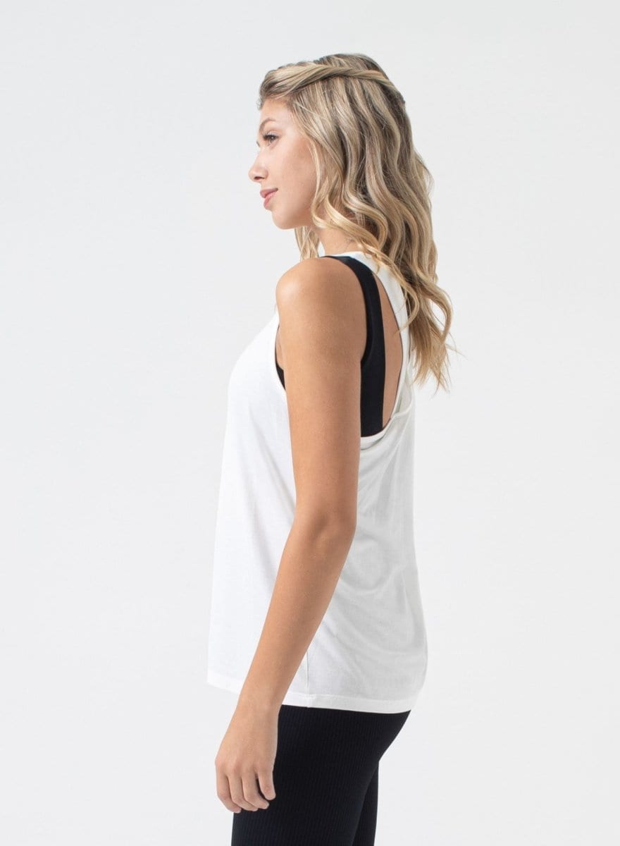 Chase Drape Tank T0571:T0571-White-XS - NUX