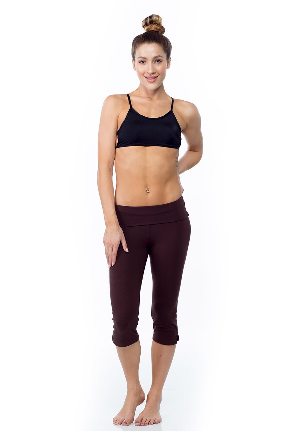 Sandra McCray Crop Foldover Pant in Brown