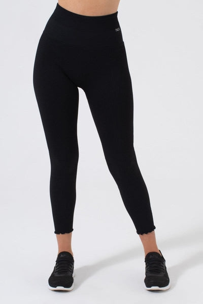 For The Frill 7/8 Legging P4738:P4738-BLACK-S - NUX