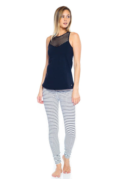 Glyder High Power Legging in White & Black Stripe