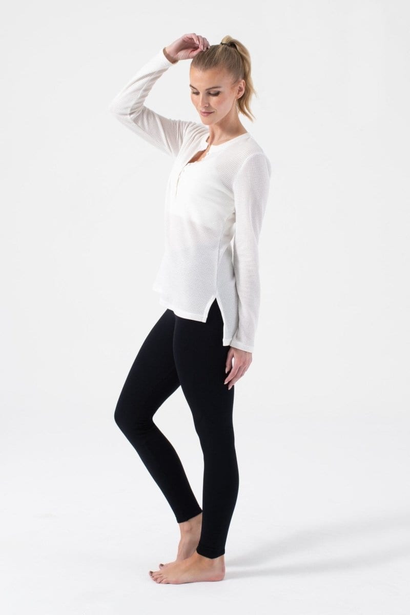 Henley Long Sleeve T0424:T0424-White-XS - NUX