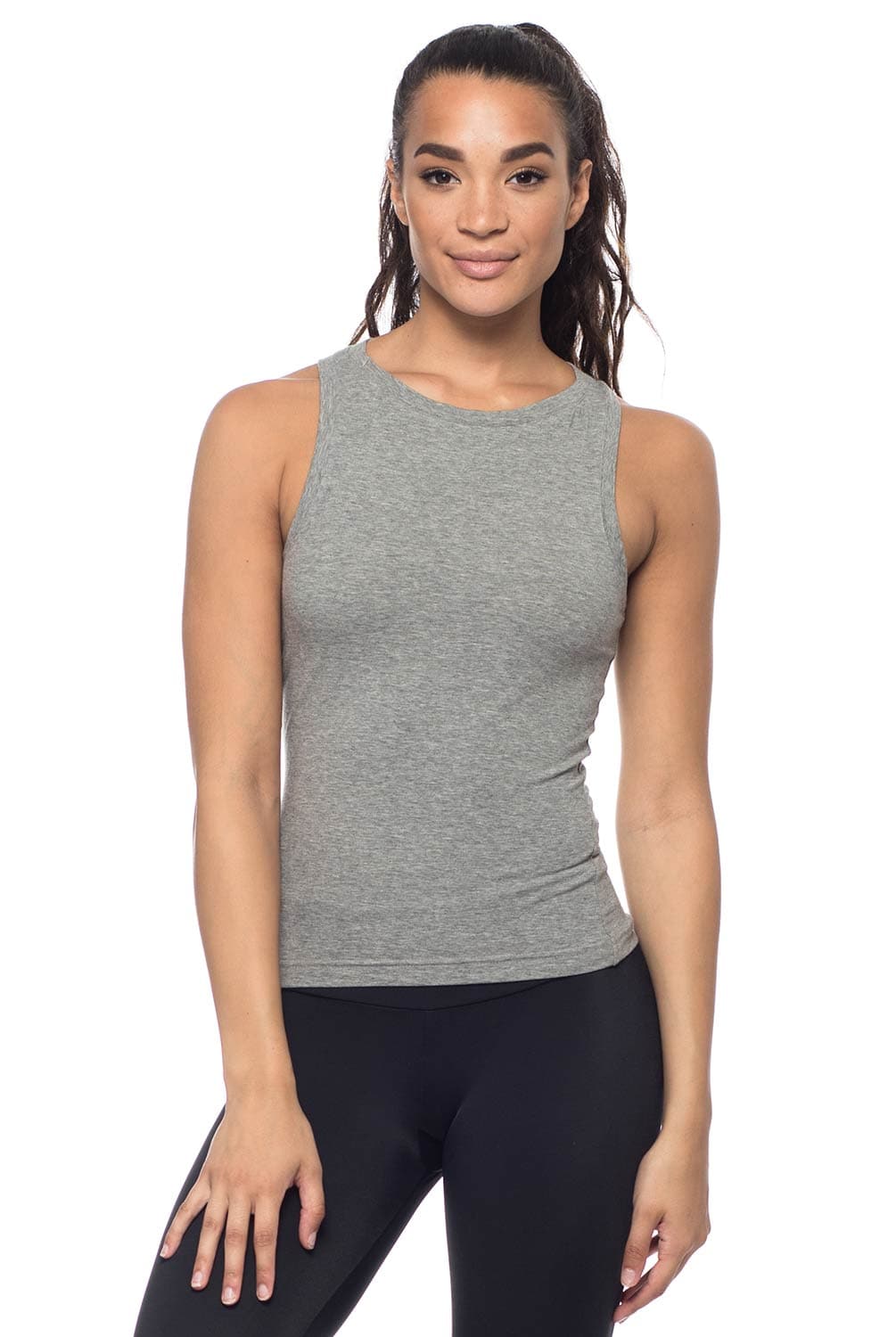 Sandra McCray Flat Boat Neck Tank in Heather Grey