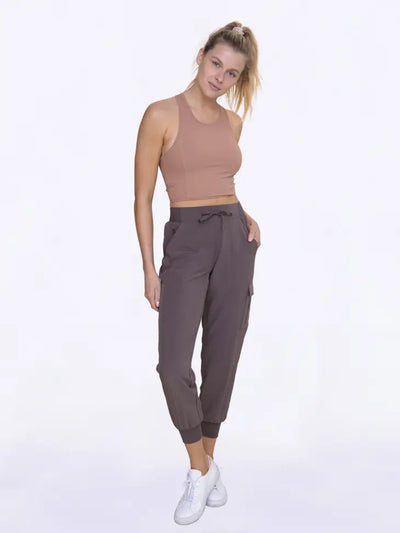 High-Waisted Capri Joggers - Cocoa