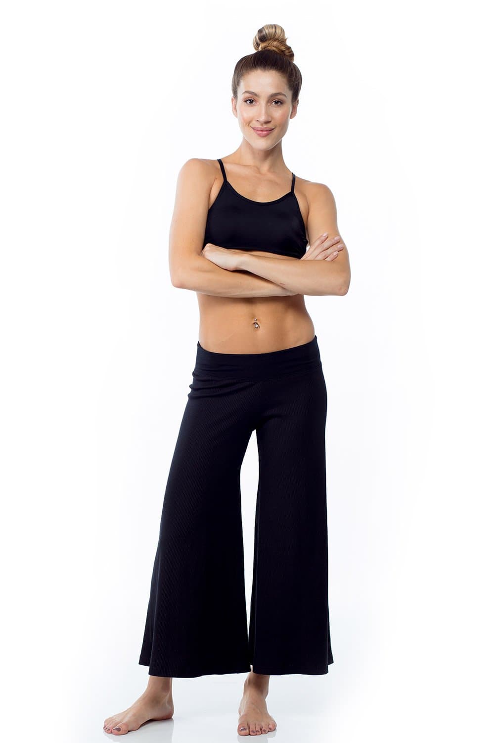 Sandra McCray Ribbed Crop Palazzo Pant - Evolve Fit Wear