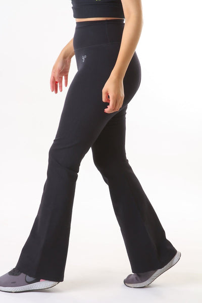 Green Apple Sakura Pique (Fitted) Flare Pant - Black